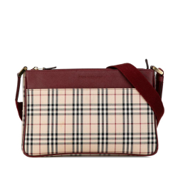 Burberry B Burberry Brown Beige with Red Canvas Fabric House Check Crossbody United Kingdom