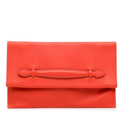 Hermès AB Hermès Orange Calf Leather Evercolor Pliplat Clutch France