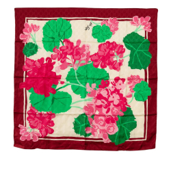 Gucci AB Gucci Red Silk Fabric x Ken Scott Floral Print Scarf Italy