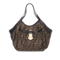 Fendi B Fendi Brown Canvas Fabric Zucca Shoulder Bag Italy