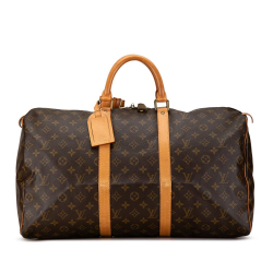 Louis Vuitton B Louis Vuitton Brown Monogram Canvas Canvas Monogram Keepall 50 France