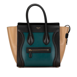 Celine B Celine Green with Multi Calf Leather Micro Tricolor Luggage Tote Italy