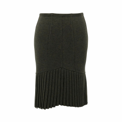 Chanel (Chanel) wool skirt in wool khaki knit with pleats