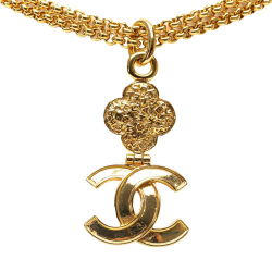 Chanel AB Chanel Gold Gold Plated Metal Double Chain CC Pendant Necklace France