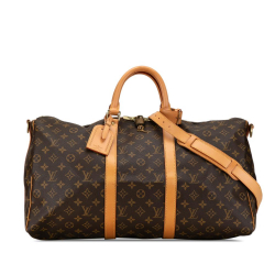 Louis Vuitton B Louis Vuitton Brown Monogram Canvas Canvas Monogram Keepall Bandouliere 50 France