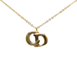 Christian Dior B Dior Gold Gold Plated Metal CD Logo Pendant Necklace France