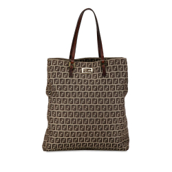 Fendi B Fendi Brown Canvas Fabric Zucchino Tote Italy