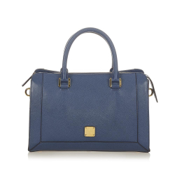 MCM B MCM Blue Navy Calf Leather Nuovo Satchel Germany