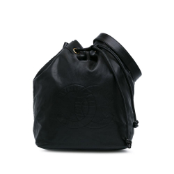 Chanel B Chanel Black Lambskin Leather Leather CC Lambskin Drawstring Sling Backpack Italy