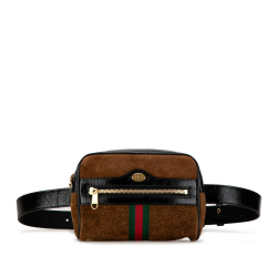 Gucci B Gucci Brown Suede Leather Small Ophidia Belt Bag Italy