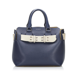 Burberry B Burberry Blue Navy Calf Leather Belt Satchel Italy