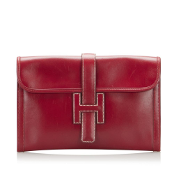 Hermès B Hermès Red Calf Leather Jige PM Clutch France