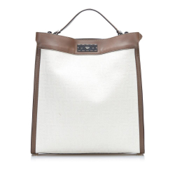 Fendi AB Fendi White with Brown Canvas Fabric Zucca Peekaboo X-Lite Italy