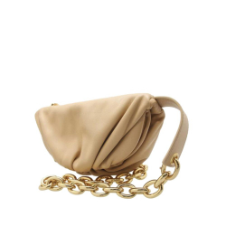 Bottega Veneta AB Bottega Veneta Brown Beige Calf Leather The Chain Pouch Crossbody Bag Italy