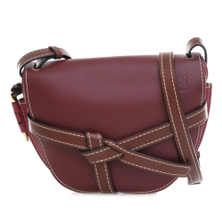 Loewe AB LOEWE Red Bordeaux Calf Leather Small Gate Crossbody Spain