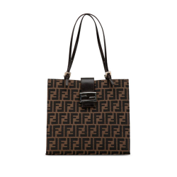 Fendi B Fendi Brown Dark Brown Canvas Fabric Zucca Tote Italy