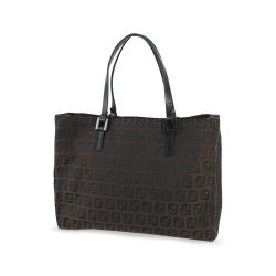 Fendi B Fendi Brown Dark Brown Canvas Fabric Zucchino Tote Italy