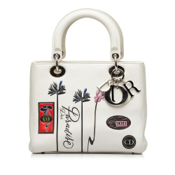 Christian Dior AB Dior White Lambskin Leather Leather Medium Lambskin Paradise Lady Dior Italy