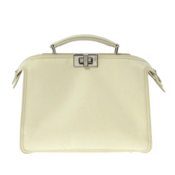 Fendi AB Fendi White Ivory Nylon Fabric Mini Peekaboo ISeeU Italy