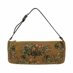 Valentino Garavani evening bag in golden glass beading with flower embroidery