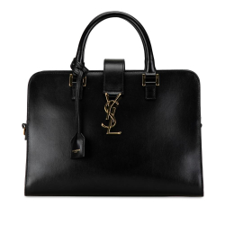 Saint Laurent B Saint Laurent Black Calf Leather Baby Monogram Cabas Italy