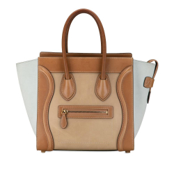 Celine B Celine Brown Beige Calf Leather Micro Tricolor Luggage Tote Italy