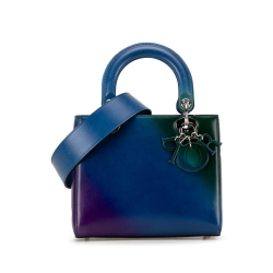 Christian Dior B Dior Blue Calf Leather Medium Ombre Lady Dior Italy