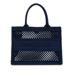 Christian Dior AB Dior Blue Dark Blue Mesh Fabric Medium Book Tote Italy