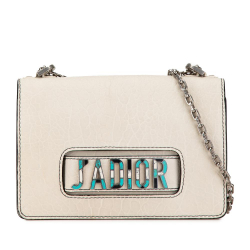 Christian Dior B Dior White Ivory Calf Leather skin Mosaic J'Adior Flap Bag with Chain Italy