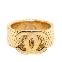 Chanel B Chanel Gold Gold Plated Metal CC Ring France