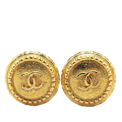 Chanel B Chanel Gold Gold Plated Metal CC Clip On Earrings France