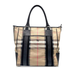 Burberry B Burberry Brown Beige Canvas Fabric House Check Tote United Kingdom