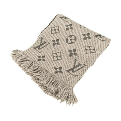 Louis Vuitton AB Louis Vuitton Gray Wool Fabric Logomania Scarf Italy