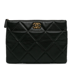 Chanel B Chanel Black Lambskin Leather Leather Lambskin 19 Clutch Bag Italy