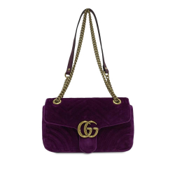 Gucci B Gucci Purple Velvet Fabric Small GG Marmont Matelasse Crossbody Italy