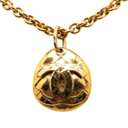 Chanel B Chanel Gold Gold Plated Metal CC Round Pendant Necklace France