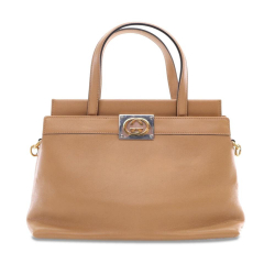 Gucci B Gucci Brown Beige Calf Leather Small Linea Matisse Satchel Italy