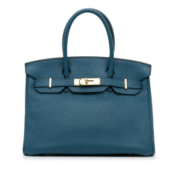 Hermès AB Hermès Blue Dark Blue Calf Leather Togo Birkin Retourne 30 France