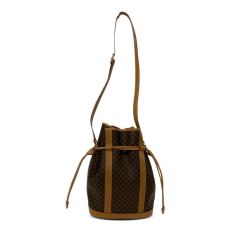 Celine B Celine Brown Coated Canvas Fabric Macadam Bucket Italy