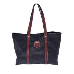 Celine B Celine Brown Dark Brown Coated Canvas Fabric Macadam Tote Italy