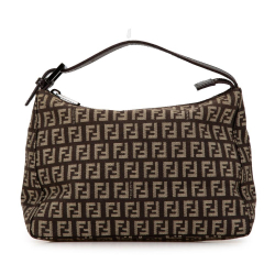 Fendi B Fendi Brown Dark Brown Canvas Fabric Zucchino Handbag Italy