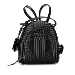 Prada AB Prada Black Calf Leather Soft skin Diagramme Day Backpack Italy