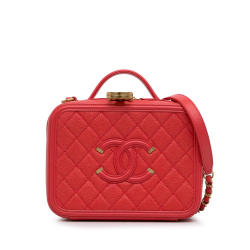 Chanel AB Chanel Red Caviar Leather Leather Medium Caviar CC Filigree Vanity Case Italy