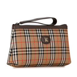 Burberry AB Burberry Brown Beige Canvas Fabric Haymarket Check Clutch United Kingdom