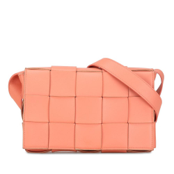 Bottega Veneta AB Bottega Veneta Pink Calf Leather skin Intrecciato Cassette Crossbody Italy