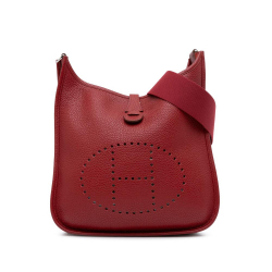 Hermès AB Hermès Red Burgundy Calf Leather Clemence Evelyne III PM France