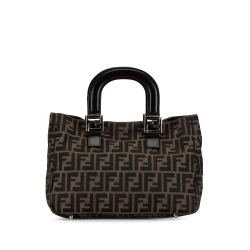 Fendi B Fendi Brown Canvas Fabric Zucca Twins Tote Italy