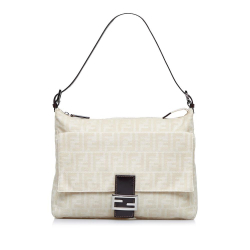 Fendi AB Fendi White Canvas Fabric Zucca Shoulder Bag Italy