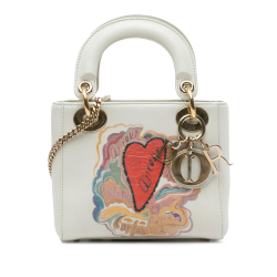 Christian Dior B Dior White Calf Leather Niki De Saint Phalle Mini skin Dioramour Lady Dior Italy