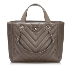 Chanel B Chanel Brown Dark Brown Calf Leather CC Chevron Satchel Italy